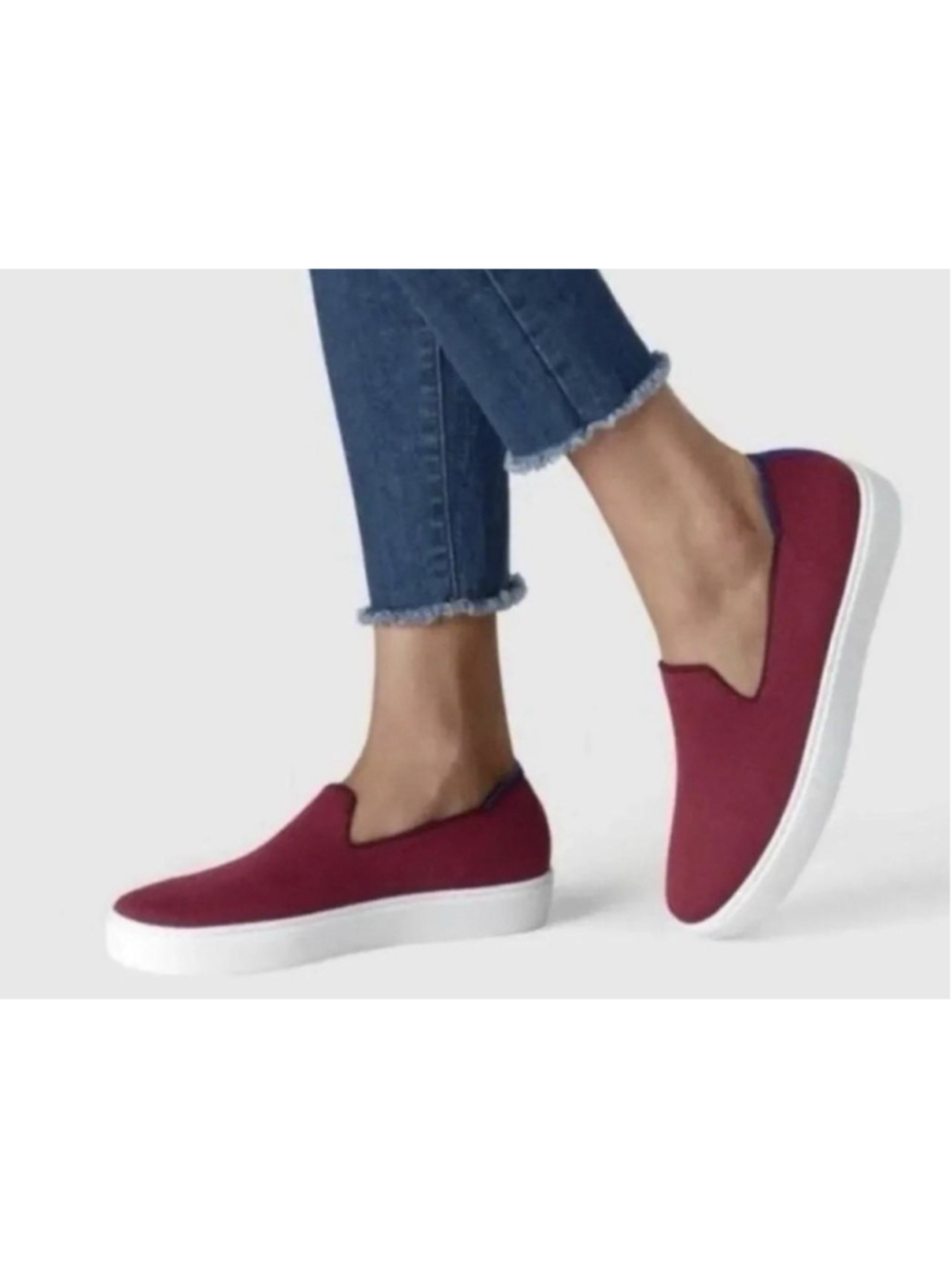 Rothy’s The Original Slip On Sneakers Red Garnet Knit Size 8 Women’s Preppy